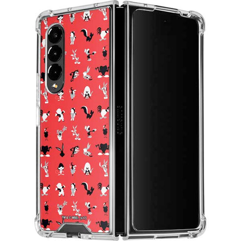 Looney Tunes Identity Red Pattern Galaxy Z Fold4 5G Clear Case