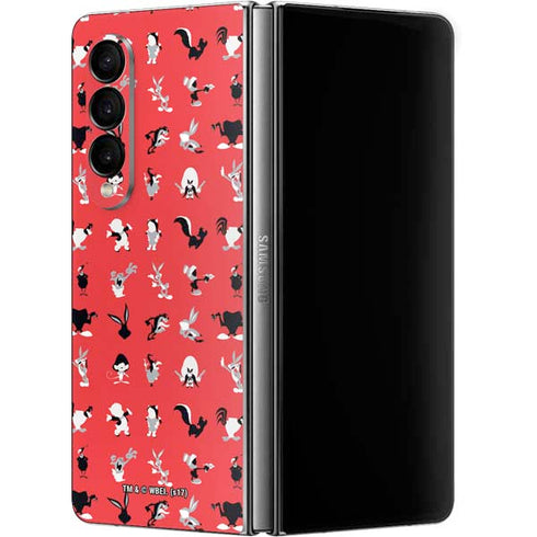 Looney Tunes Identity Red Pattern Galaxy Z Fold4 5G Skin