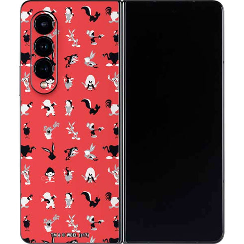 Looney Tunes Identity Red Pattern Galaxy Z Fold4 5G Skin
