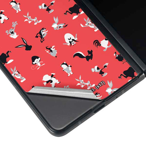 Looney Tunes Identity Red Pattern Galaxy Z Fold4 5G Skin