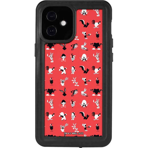 Looney Tunes Identity Red Pattern iPhone 12 Mini Waterproof Case