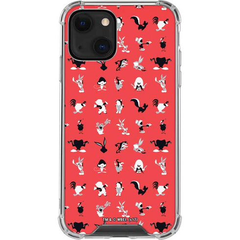 Looney Tunes Identity Red Pattern iPhone 13 Mini Clear Case