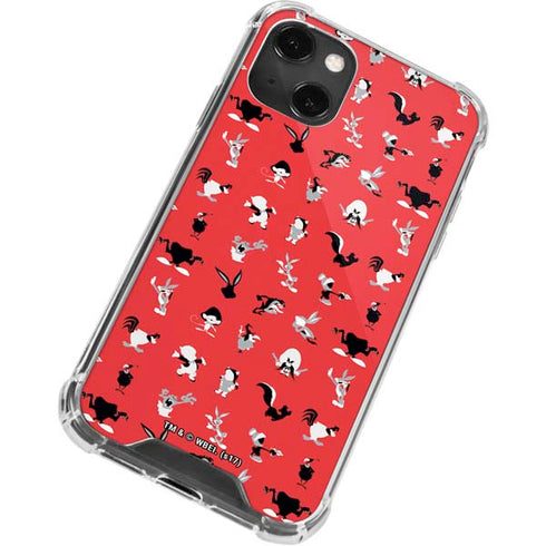 Looney Tunes Identity Red Pattern iPhone 13 Mini Clear Case