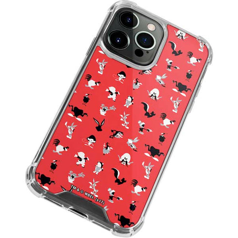 Looney Tunes Identity Red Pattern iPhone 13 Pro Clear Case