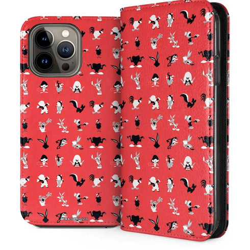 Looney Tunes Identity Red Pattern iPhone 13 Pro Max Folio Case
