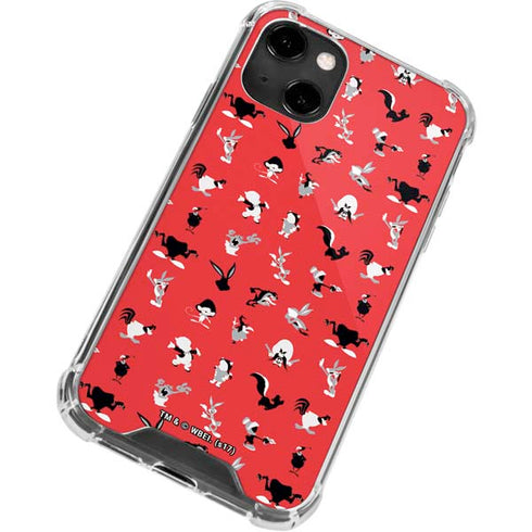 Looney Tunes Identity Red Pattern iPhone 14 Clear Case