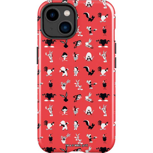 Looney Tunes Identity Red Pattern iPhone 15 Plus Impact Case