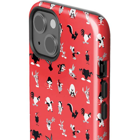 Looney Tunes Identity Red Pattern iPhone 15 Plus Impact Case
