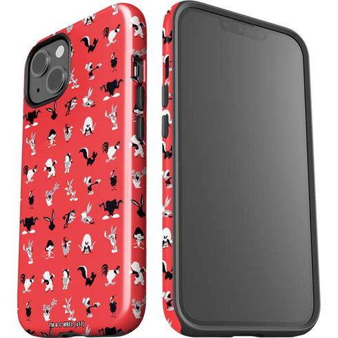 Looney Tunes Identity Red Pattern iPhone 15 Plus Impact Case