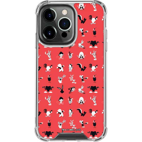Looney Tunes Identity Red Pattern iPhone 14 Pro Clear Case