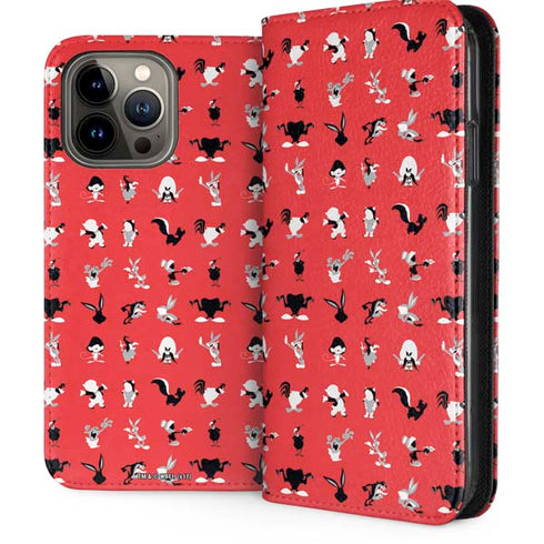 Looney Tunes Identity Red Pattern iPhone 14 Pro Max Folio Case