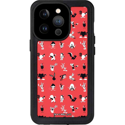 Looney Tunes Identity Red Pattern iPhone 14 Pro Waterproof Case