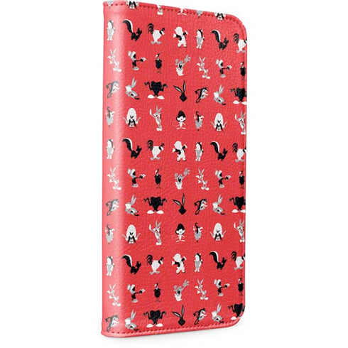 Looney Tunes Identity Red Pattern iPhone 15 Plus Folio Case
