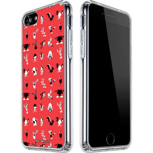 Looney Tunes Identity Red Pattern iPhone SE (2nd & 3rd Gen) Clear Case