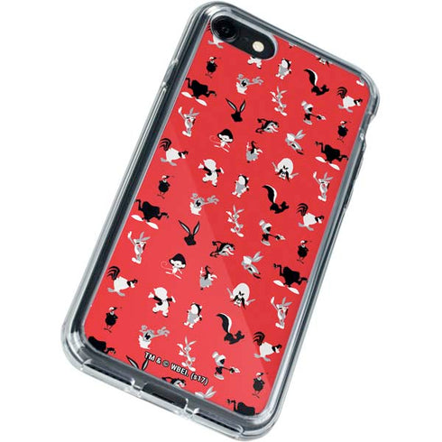 Looney Tunes Identity Red Pattern iPhone SE (2nd & 3rd Gen) Clear Case