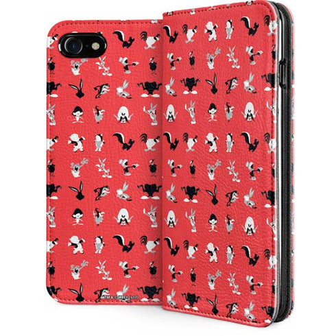 Looney Tunes Identity Red Pattern iPhone SE (2nd & 3rd Gen) Folio Case