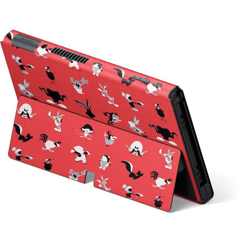Looney Tunes Identity Red Pattern Nintendo Switch OLED (2021) Skin