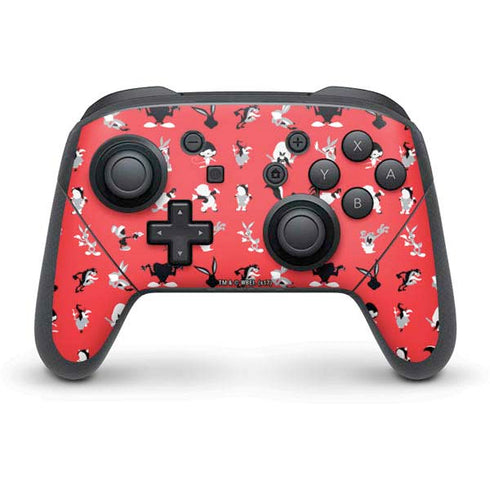 Looney Tunes Identity Red Pattern Nintendo Switch Pro Controller Skin
