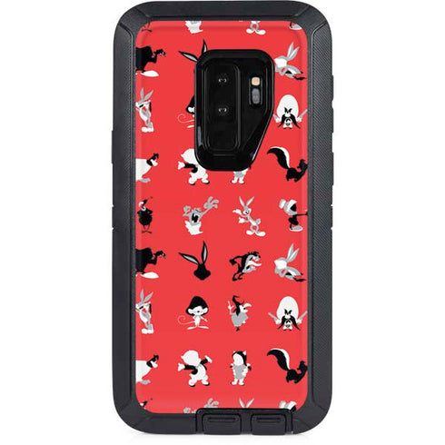 Looney Tunes Identity Red Pattern Otterbox Defender Galaxy Skin
