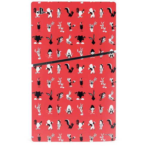 Looney Tunes Identity Red Pattern PS5 Slim Disk Bundle Skin