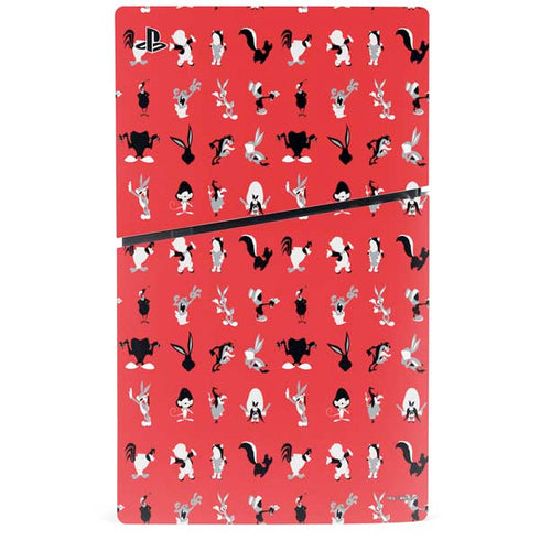 Looney Tunes Identity Red Pattern PS5 Slim Disk Console Skin