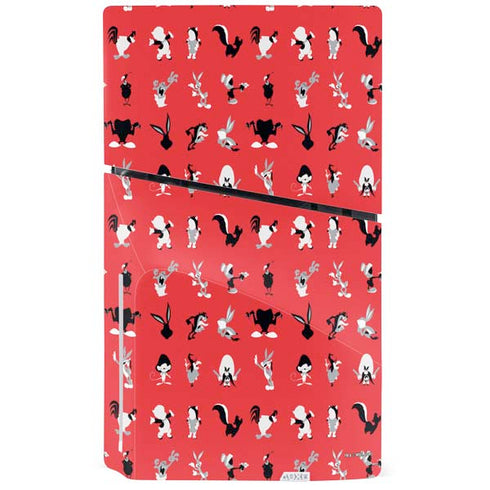 Looney Tunes Identity Red Pattern PS5 Slim Disk Console Skin