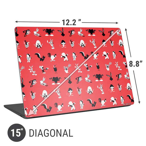 Looney Tunes Identity Red Pattern Universal Laptop 15in (12.2 x 8.8in) Skin
