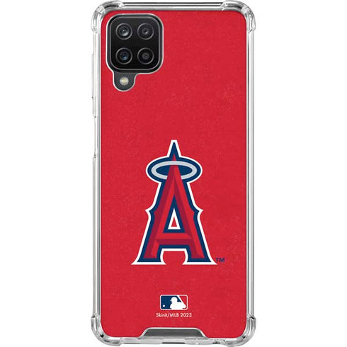 MLB Los Angeles Angels - Solid Distressed Galaxy A12 Clear Case