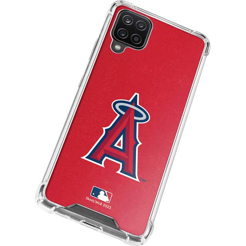 MLB Los Angeles Angels - Solid Distressed Galaxy A12 Clear Case