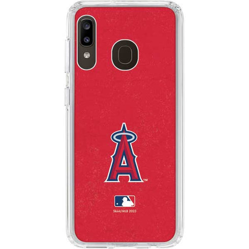 MLB Los Angeles Angels - Solid Distressed Galaxy A20 Clear Case