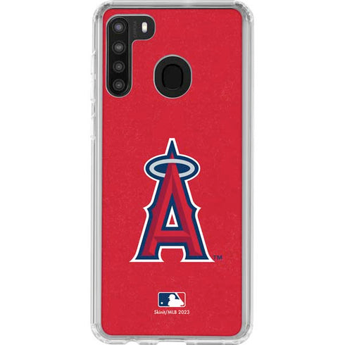 MLB Los Angeles Angels - Solid Distressed Galaxy A21 Clear Case
