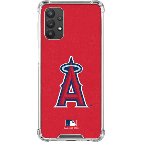 MLB Los Angeles Angels - Solid Distressed Galaxy A32 5G Clear Case