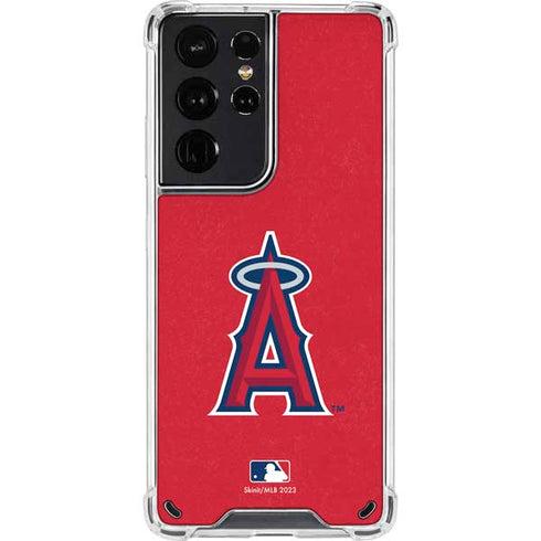 MLB Los Angeles Angels - Solid Distressed Galaxy S21 Ultra 5G Clear Case