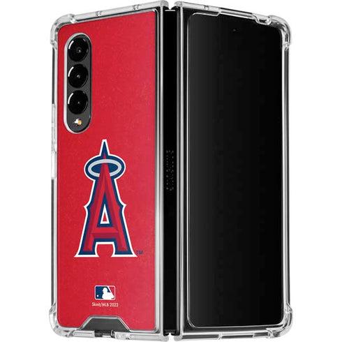 MLB Los Angeles Angels - Solid Distressed Galaxy Z Fold4 5G Clear Case