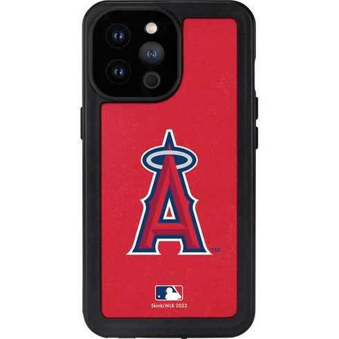 MLB Los Angeles Angels - Solid Distressed iPhone 14 Pro Max Waterproof Case