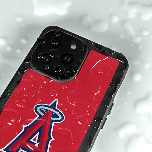 MLB Los Angeles Angels - Solid Distressed iPhone 14 Pro Max Waterproof Case