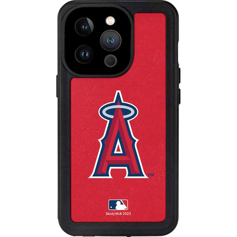 MLB Los Angeles Angels - Solid Distressed iPhone 14 Pro Waterproof Case