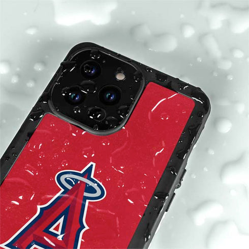 MLB Los Angeles Angels - Solid Distressed iPhone 14 Pro Waterproof Case