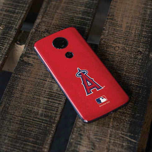 MLB Los Angeles Angels - Solid Distressed Moto E5 Plus Skin