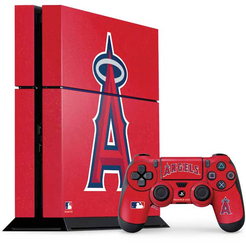 MLB Los Angeles Angels - Solid Distressed PS4 Console and Controller Bundle Skin