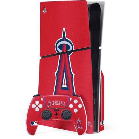 MLB Los Angeles Angels - Solid Distressed PS5 Slim Disk Bundle Skin