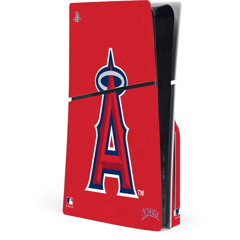 MLB Los Angeles Angels - Solid Distressed PS5 Slim Disk Console Skin