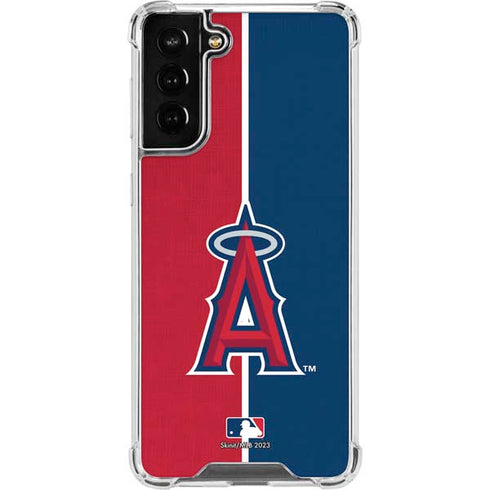 MLB Los Angeles Angels Split Galaxy S21 FE Clear Case