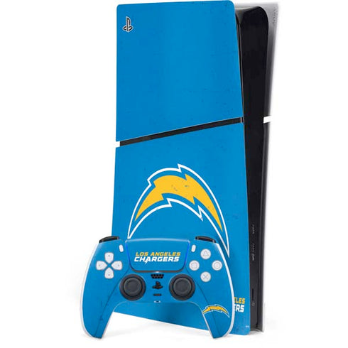 NFL Los Angeles Chargers - Alternate Distressed PS5 Slim Digital Edition Console Skin