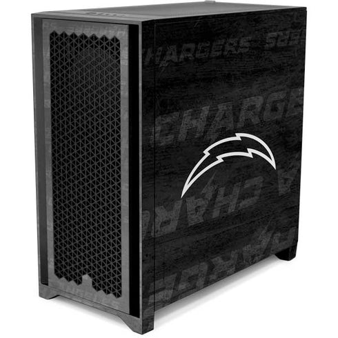 NFL Los Angeles Chargers Black & White Corsair 4000D Tempered Glass Mid-Tower ATX Case Skin