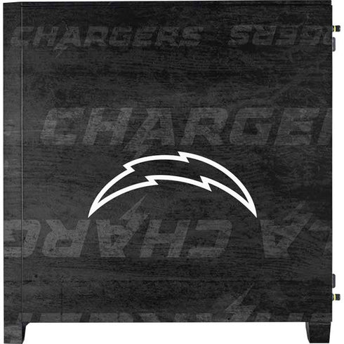 NFL Los Angeles Chargers Black & White Corsair 4000D Tempered Glass Mid-Tower ATX Case Skin