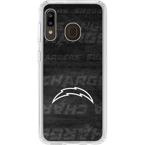 NFL Los Angeles Chargers Black & White Galaxy A20 Clear Case