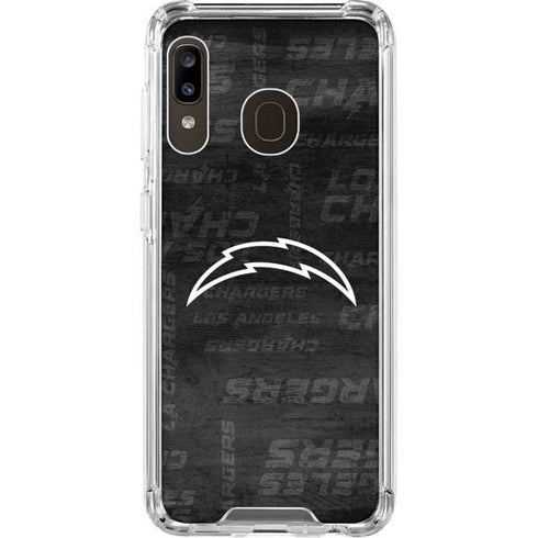 NFL Los Angeles Chargers Black & White Galaxy A30 Clear Case