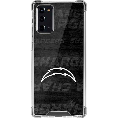 NFL Los Angeles Chargers Black & White Galaxy Note20 5G Clear Case