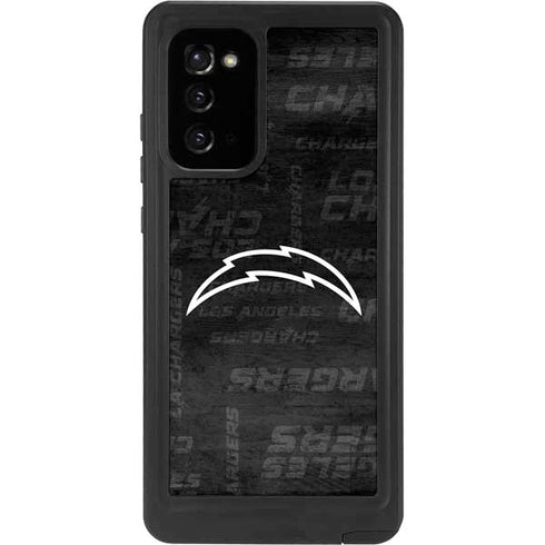 NFL Los Angeles Chargers Black & White Galaxy Note20 5G Waterproof Case